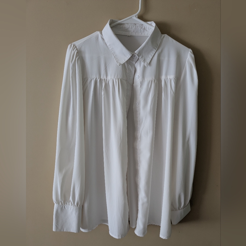 Elegant White Button-Up Blouse